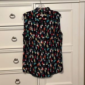 Talbots sleeveless button front lobster buoy top